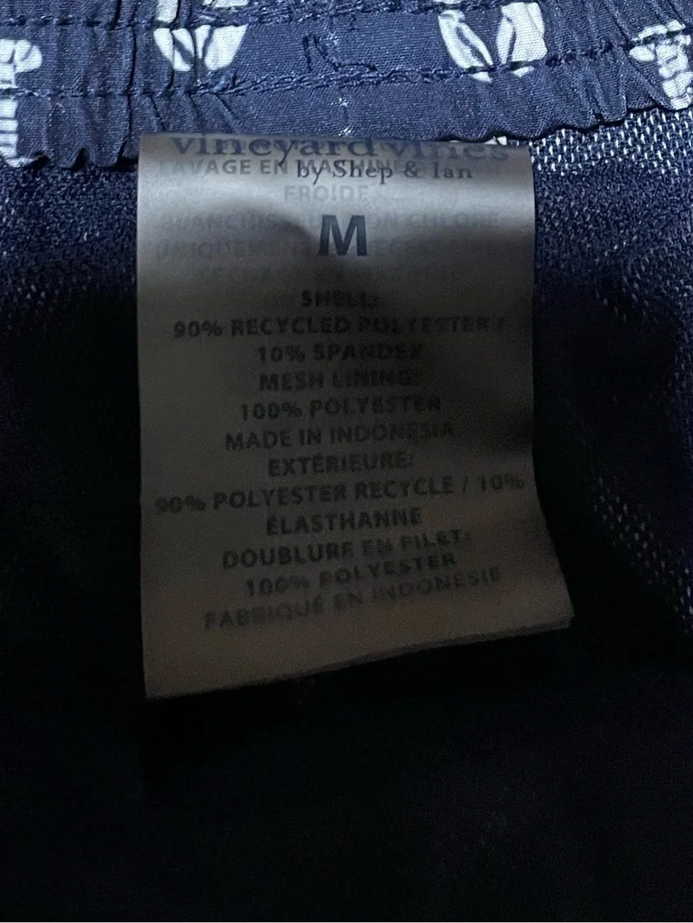 Youth Vineyard Vines Navy Lobster Print Swim Trunks - Nantucket Red Detail